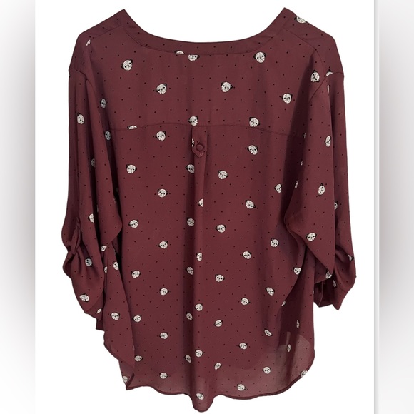 Torrid Harper Georgette Pullover 3/4 Sleeve Tunic Flowy Pug Print Design sz1 - Picture 4 of 12